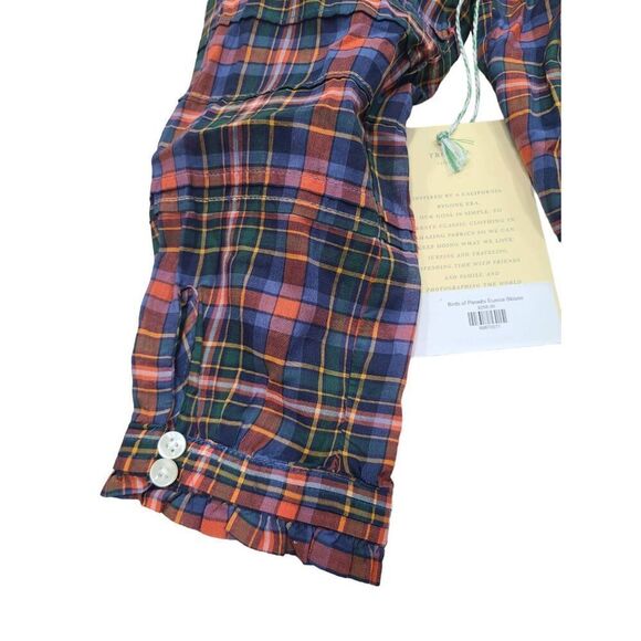 Birds of Paradis Trovata Euince Blouse Top Womens Small‎ Multicolor Plaid Square - Picture 8 of 11